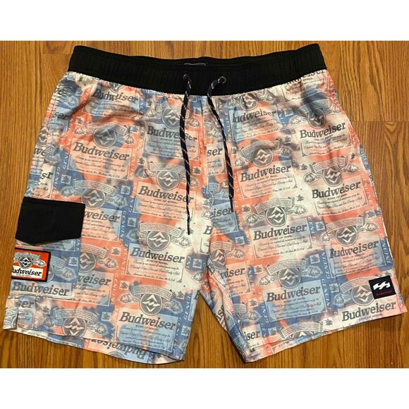 Billabong Other - Billabong Budweiser Board Shorts Mens M 7" Beach Swim Trunks Cargo Style Pocket